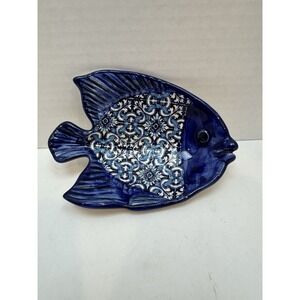 Blue White Fish Trinket Tray, Ring Holder,  Spoon rest,  Portugal